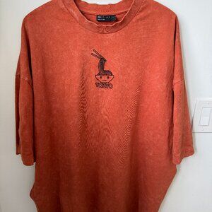 ASOS DESIGN Oversized Heavyweight “Ramen” T-Shirt – Burnt Orange – Men’s Large
